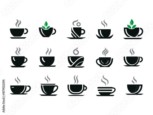 Coffee cup icon set with transparant background
