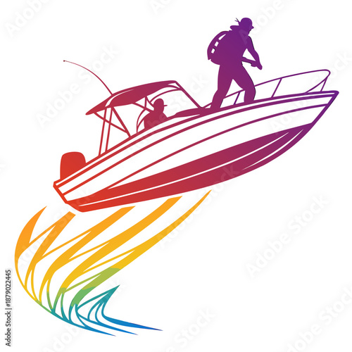 Speedboat with silhouette