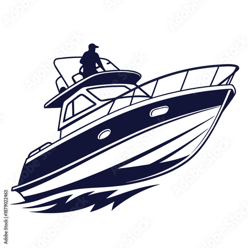 Stylized motorboat illustration