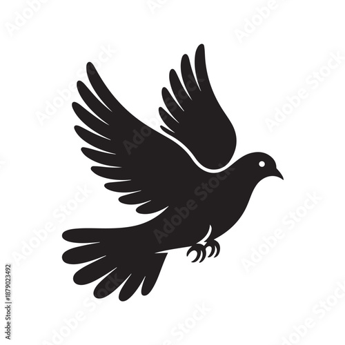 Wallpaper Mural Flying dove in mid air with spread wings and white highlight Torontodigital.ca