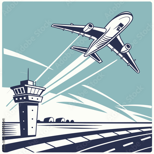 Airplane taking off from airport