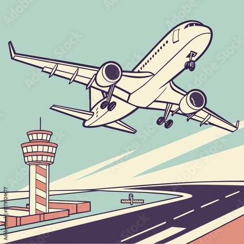 Airplane taking off from airport