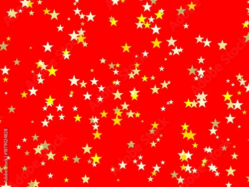 abstract stars art yellows on red