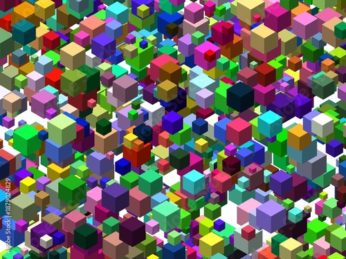 abstract cubes art multicolor on white