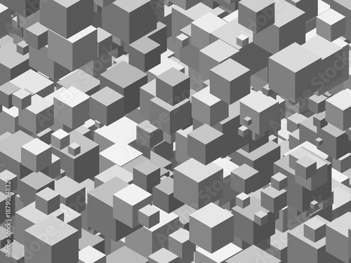 abstract cubes art silver on white