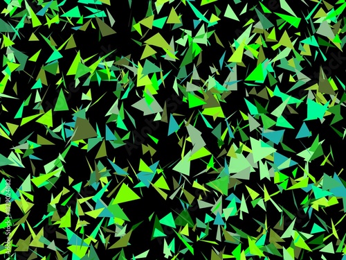 abstract triangles green leaves on black
