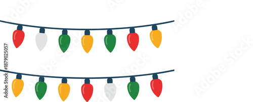 Christmas Party String Lights Vector Set Festive Holiday Decorative Lighting