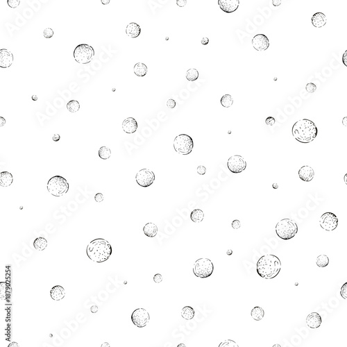 A graphic seamless pattern with air bubbles. The illustration is hand-drawn in ink.