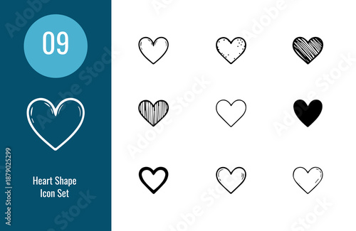 Heart Shape Set with Various Styles and Text