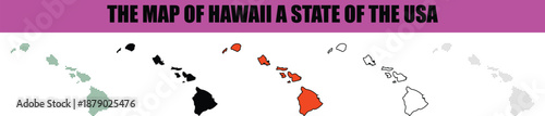 Silhouette, line art, dot, dotted, star art Stylized vector maps of the beautiful Hawaiian archipelago a popular island state of the United States showcasing diverse graphic designs for geographical 