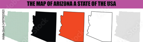 Silhouette, line art, dot, dotted, star art Various styled maps of Arizona state in the USA showcasing its distinct geographic outline and political boundaries for educational purposes map