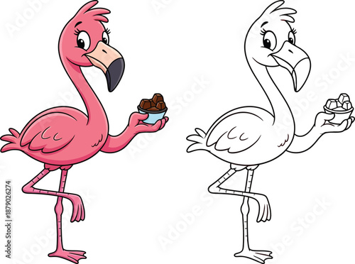 Elegant Flamingo Offering Chocolates Graceful Bird for Sweet Treats Nature and Festive Designs
