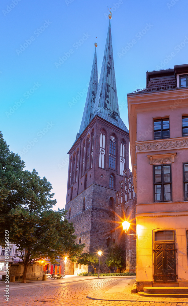 Fototapeta premium St Nicholas Church in Berlin Germany vertical view