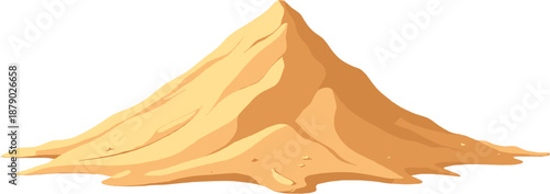 Sand dune desert illustration, golden sand landscape, dry nature environment and wilderness concept