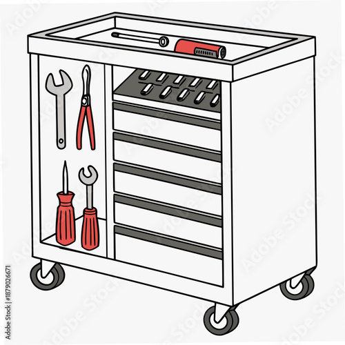 Tool cart with various tools