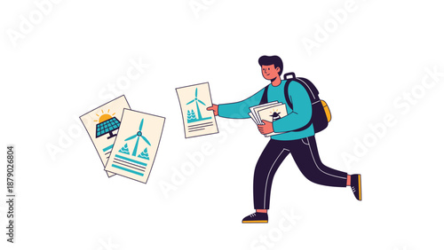 Renewable Energy Advocate: Person Distributing Environmentally Focused Flyers