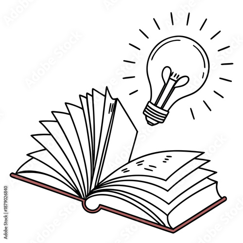 Open book with light bulb idea