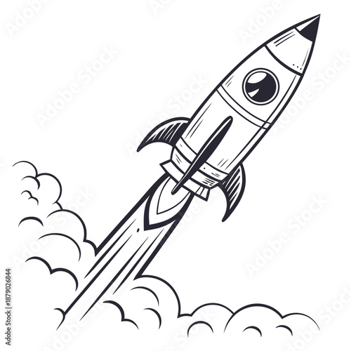 Cartoon rocket launch