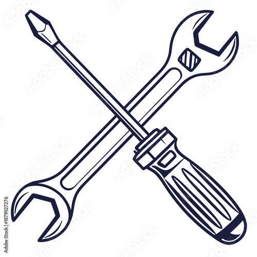 Crossed tools ready for repair