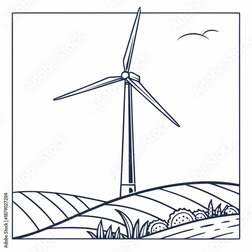 Wind turbine in open field