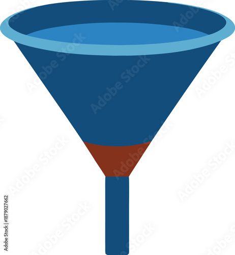 Blue Funnel Icon with Brown Spout for Liquid Transfer