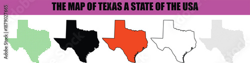 Silhouette, line art, dot, dotted, star art Collection of diverse graphic maps illustrating the state of Texas a prominent region within the USA map