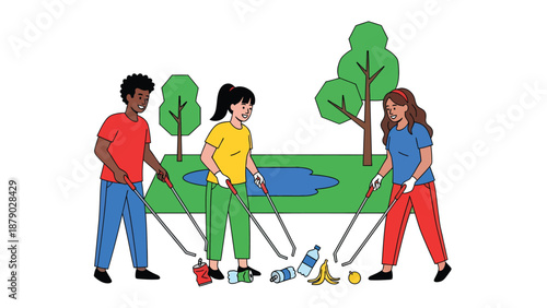 Volunteers Cleaning Park: Environmental Stewardship & Community Action