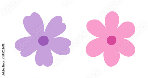 Simple Shape Spring Flower Icons Clipart Set.
Pastel flowers blooming in spring Flat Vector illustration collection.
Transparent background.