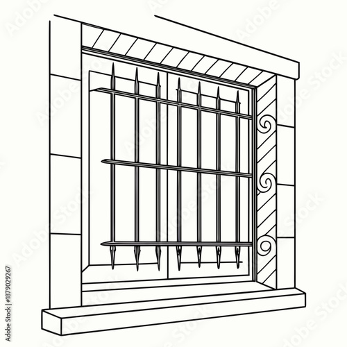 Barred window illustration