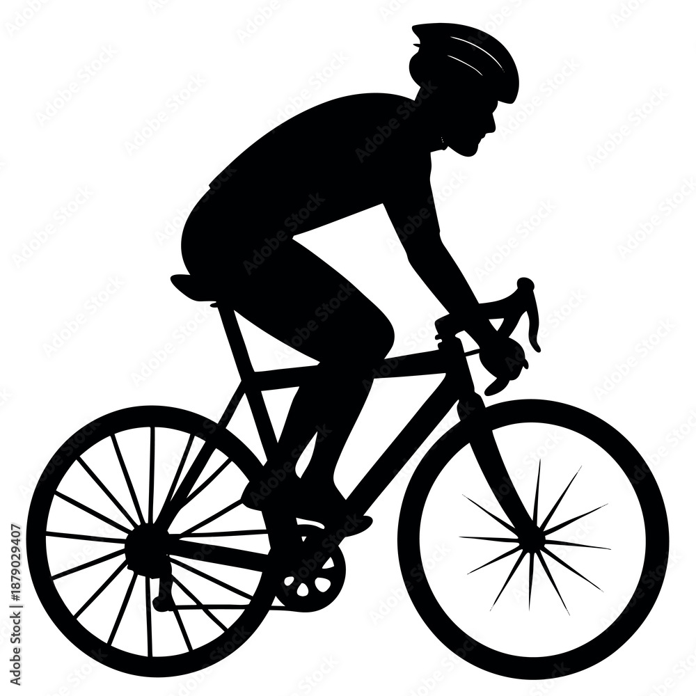 Fototapeta premium A cycling silhouette vector rider set in different style 