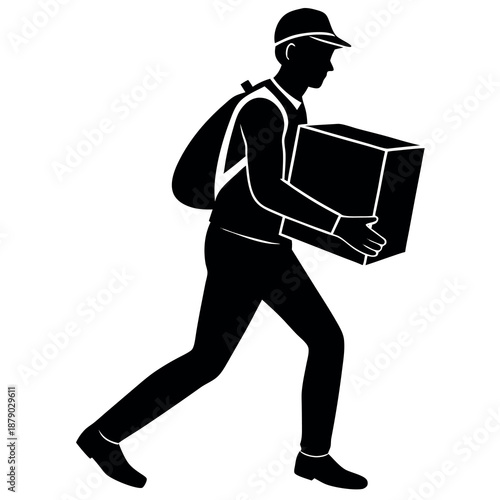 A delivering silhouette vector courier 