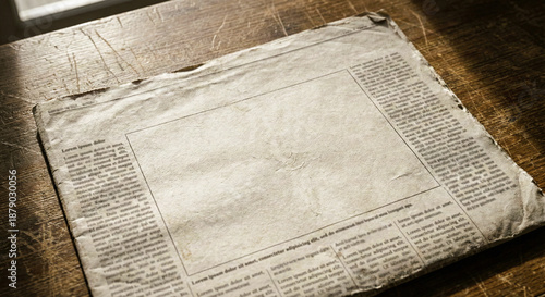 Cuadro en lienzo Old Vintage Newspaper on Wooden Table with Blank Text Space
