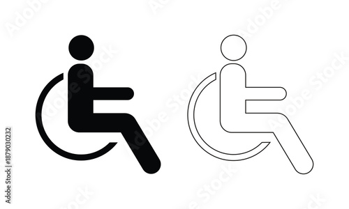 Disabled Person in Wheelchair Icon on White Background, Accessibility Symbol