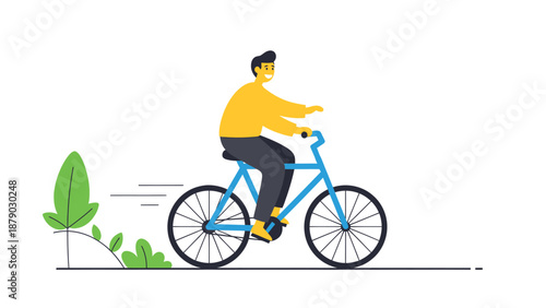 Cyclist in Motion: Flat Vector Illustration for Active Lifestyle Concepts