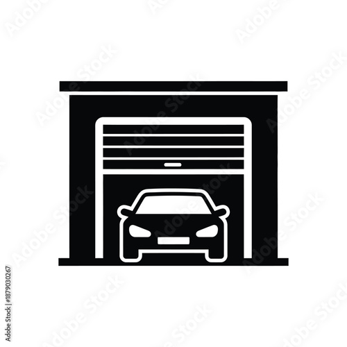 Car garage building service silhouette icon vector illustration