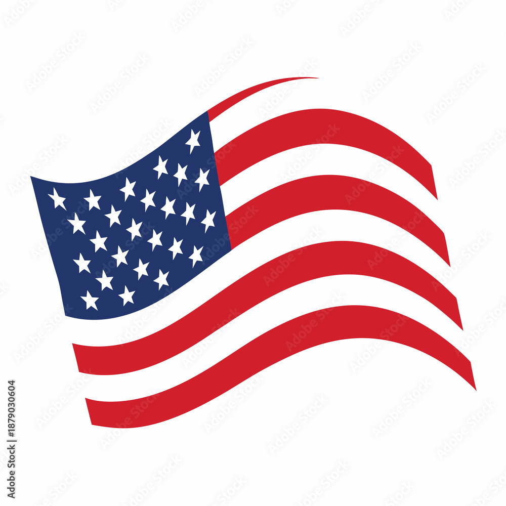 Fototapeta premium American waving flag on a pole for memorial day style