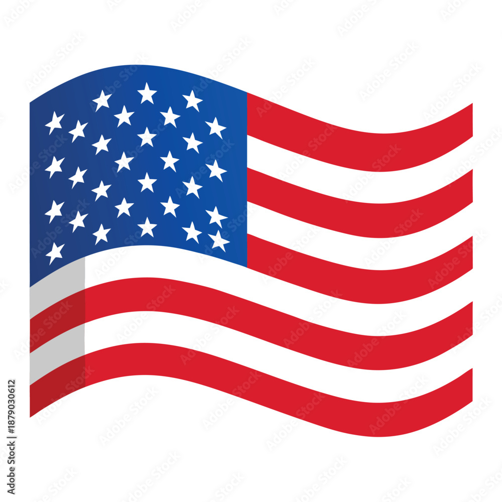Fototapeta premium American waving flag on a pole for memorial day style