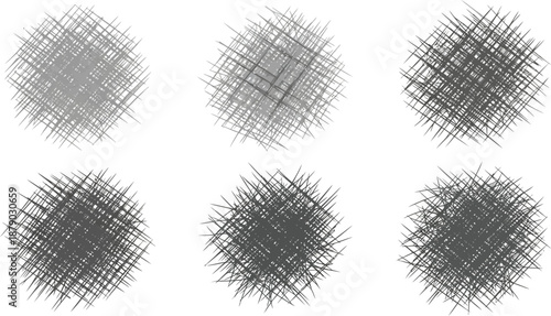 A collection of abstract scribble textures on a white background