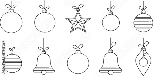 Christmas ornaments and decorations hanging