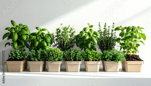 Aromatic Herb Garden - Fresh Basil, Thyme, and More in Pots.