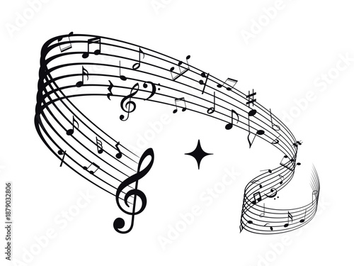 Music notes background, Music notes wave isolated, group musical notes background. Musical notes.