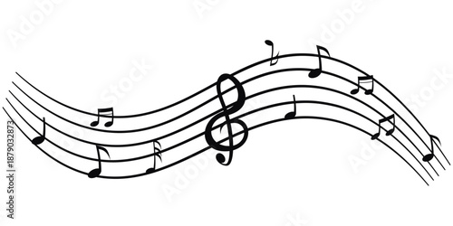 Music notes background, Music notes wave isolated, group musical notes background. Musical notes.