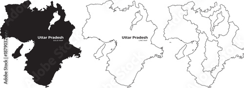 Uttar pradesh india map outline silhouette vector graphic