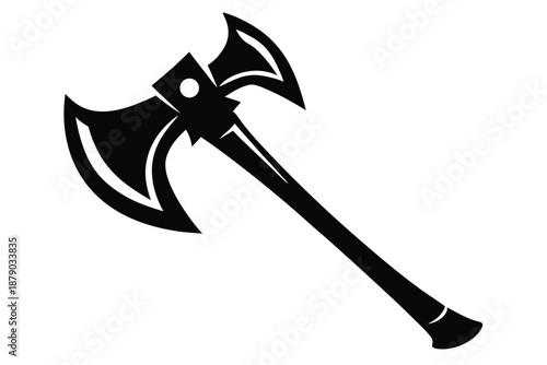 archaeological axe line art silhouette vector illustration