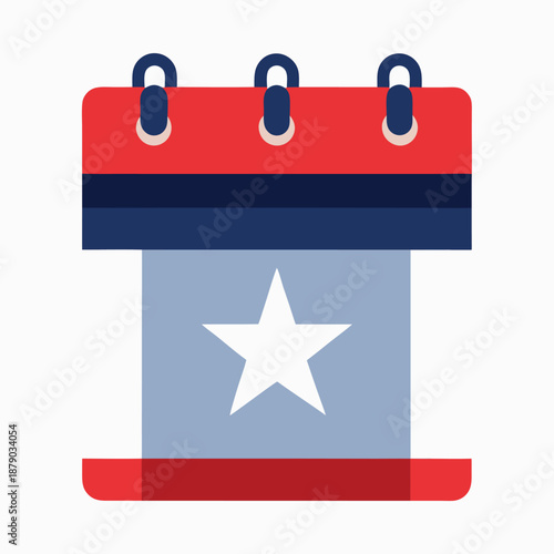Calendar with flag for memorial day style on white background.