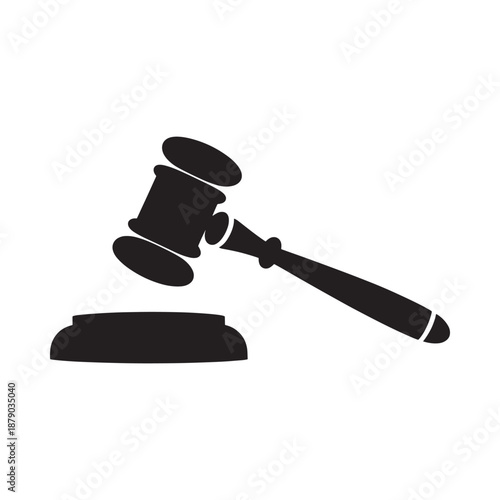 Black silhouette of a gavel and sounding block legal justice symbol