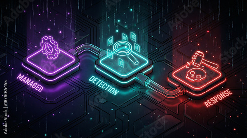 Cybersecurity Managed Detection and Response MDR Process Flow Visualization