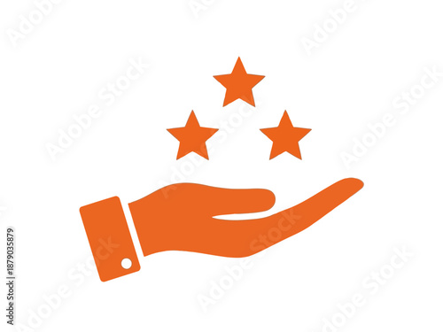Orange hand with three stars