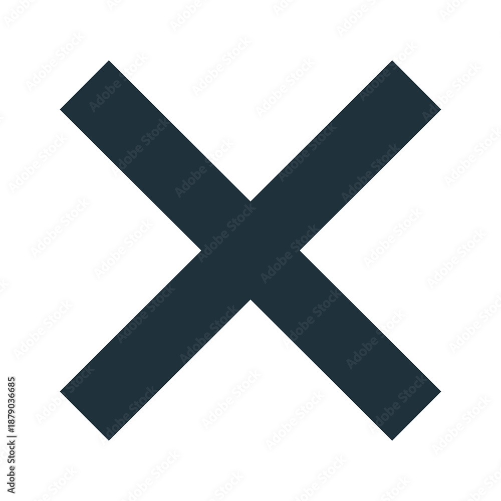 Fototapeta premium Dark cross x symbol isolated on transparent background for close, cancel, wrong, error mark and interface design element