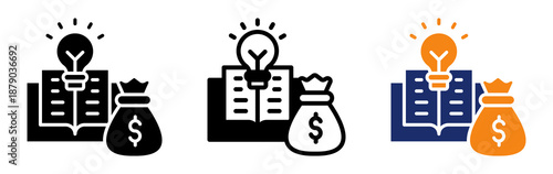 Learning Fund Icon Collection Glyph & Mixed Style 